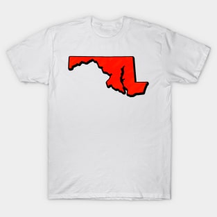 Bright Red Maryland Outline T-Shirt